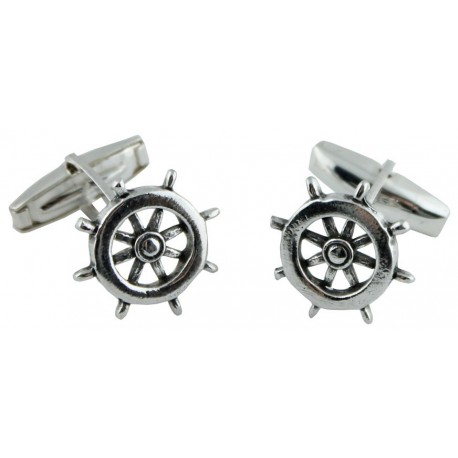 Sterling Silver Boat Wheel Cufflinks 