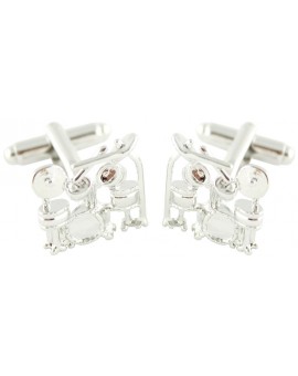 Silver Plated Drums Cufflinks 