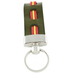 Spanish Flag Green Leather Keychain