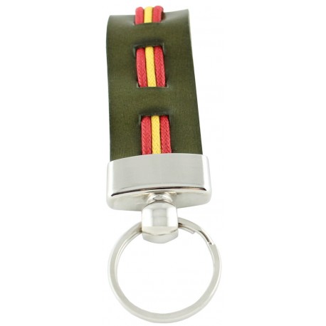 Spanish Flag Green Leather Keychain