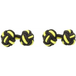 Dark Brown and Yellow Silk Knot Cufflinks