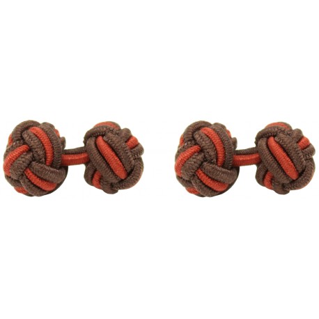 Brown and Dark Red Silk Knot Cufflinks