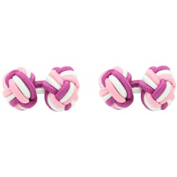 Fuchsia, White and Pink Silk Knot Cufflinks