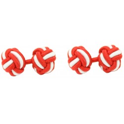 Red and White Silk Knot Cufflinks