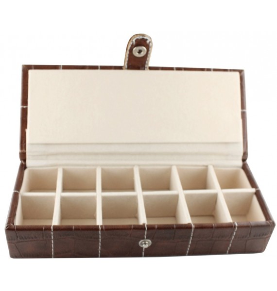 Leather 12-P Cufflinks Case 