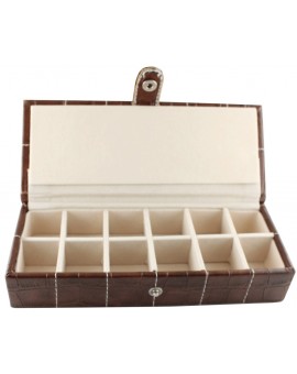 Leather 12-P Cufflinks Case 