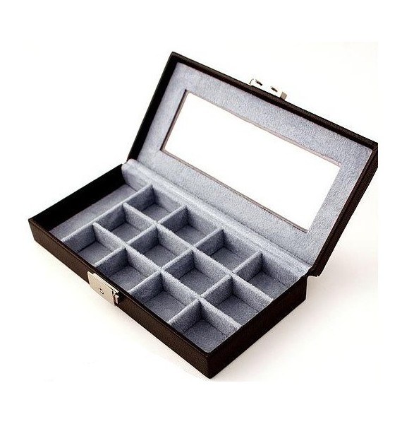 Blue Leather 13-P Cufflink Case