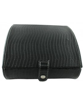 Black Leather 14-P Cufflink Case 