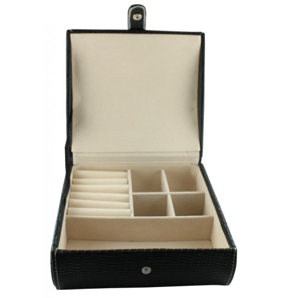 Black Leather 14-P Cufflink Case 