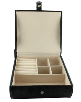 Black Leather 14-P Cufflink Case 