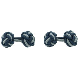 Navy Blue and Grey Silk Knot Cufflinks