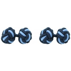 Navy Blue and Light Blue Silk Knot Cufflinks