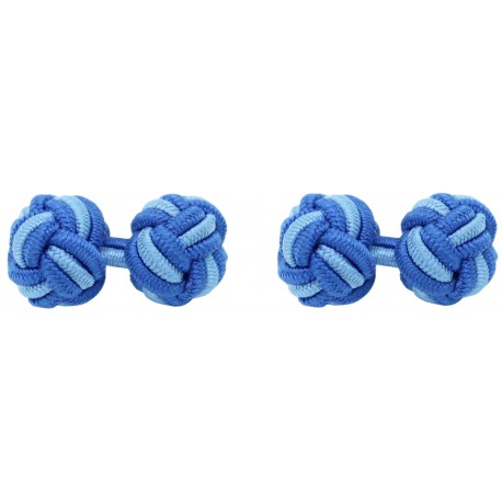 Cobalt Blue and Light Blue Silk Knot Cufflinks 