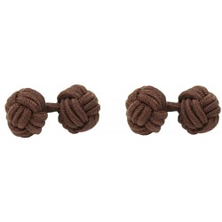 Dark Brown Silk Knot Cufflinks 