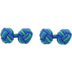 Cobalt Blue and Green Silk Knot Cufflinks 