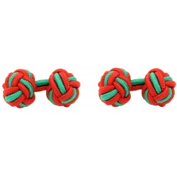 Red and Green Silk Knot Cufflinks 