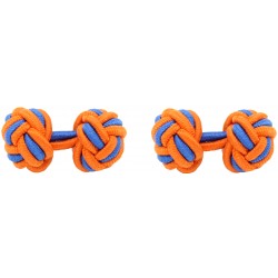 Orange and Cobalt Blue Silk Knot Cufflinks 
