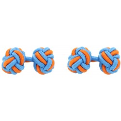 Blue and Orange Silk Knot Cufflinks 