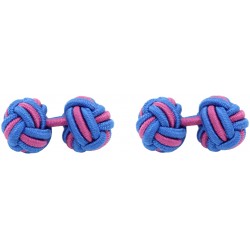 Cobalt Blue and Fuchsia Silk Knot Cufflinks 