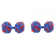Cobalt Blue and Red Silk Knot Cufflinks 