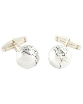 Sterling Silver Globe Cufflinks 