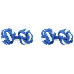 Cobalt Blue and White Silk Knot Cufflinks