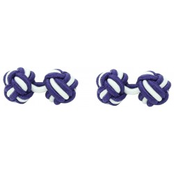 Dark Purple and White Silk Knot Cufflinks