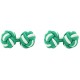 Green and White Silk Knot Cufflinks
