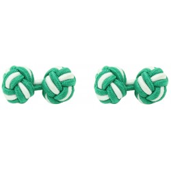 Green and White Silk Knot Cufflinks