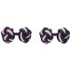 Navy Blue and Pink Silk Knot Cufflinks