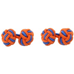 Dark Orange and Cobalt Blue Silk Knot Cufflinks