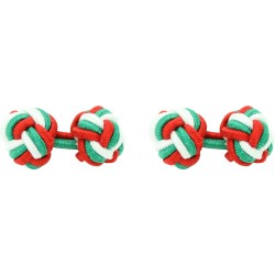 Red, Green and White Silk Knot Cufflinks