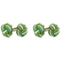 Olive Green, Grey and Grass Green Silk Knot Cufflinks