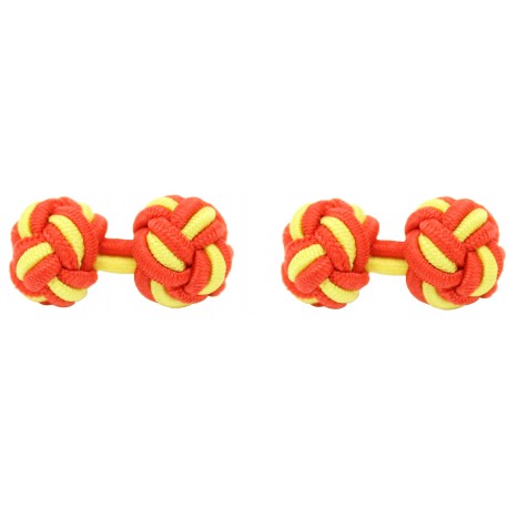 Red and Yellow Silk Ball Cufflinks