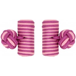 Fuchsia and Pink Silk Barrel Knot Cufflinks