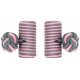Grey and Pink Silk Barrel Knot Cufflinks