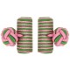 Pink and Grass Green Silk Barrel Knot Cufflinks