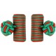 Green and Red Silk Barrel Knot Cufflinks