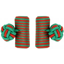 Green and Red Silk Barrel Knot Cufflinks
