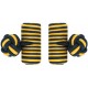 Navy Blue and Dark Yellow Silk Barrel Knot Cufflinks