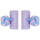 Light Blue and Pink Silk Barrel Knot Cufflinks