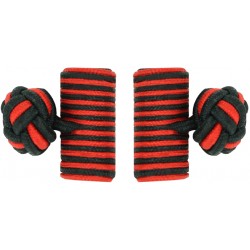 Black and Red Silk Barrel Knot Cufflinks 