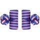 Cobalt Blue, Pink and Purple Silk Barrel Knot Cufflinks 