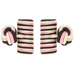 Dark Brown, Pink and Cream Silk Barrel Knot Cufflinks 