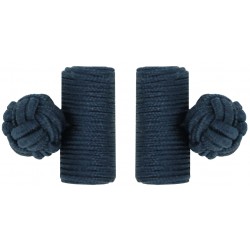 Navy Blue Silk Barrel Knot Cufflinks 