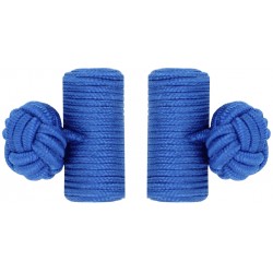 Cobalt Blue Silk Barrel Knot Cufflinks