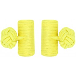 Yellow Silk Barrel Knot Cufflinks