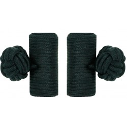 Black Silk Barrel Knot Cufflinks 