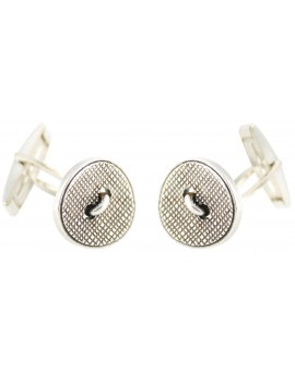 Sterling Silver Checkered Button Cufflinks 