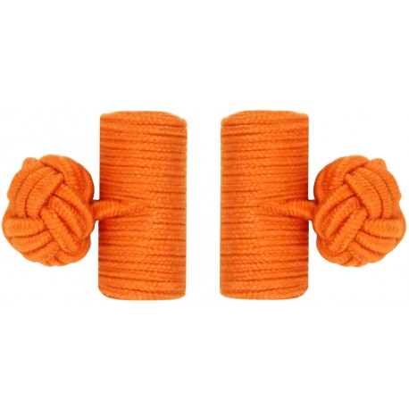 Orange Silk Barrel Knot Cufflinks